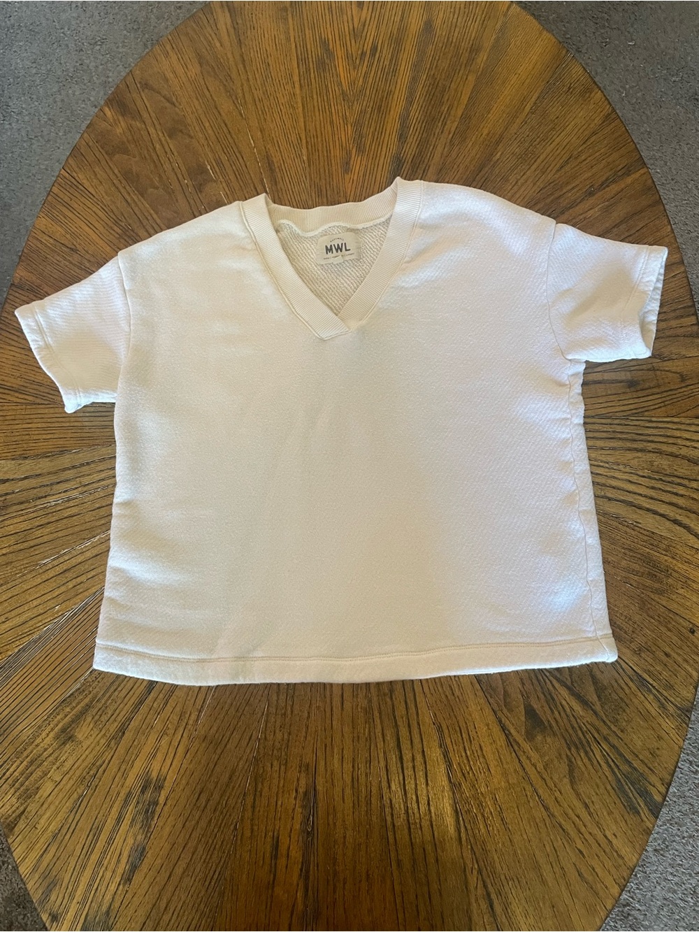 Madewell Cream V-Neck Short Sleeve Top